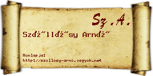 Szőllősy Arnó névjegykártya